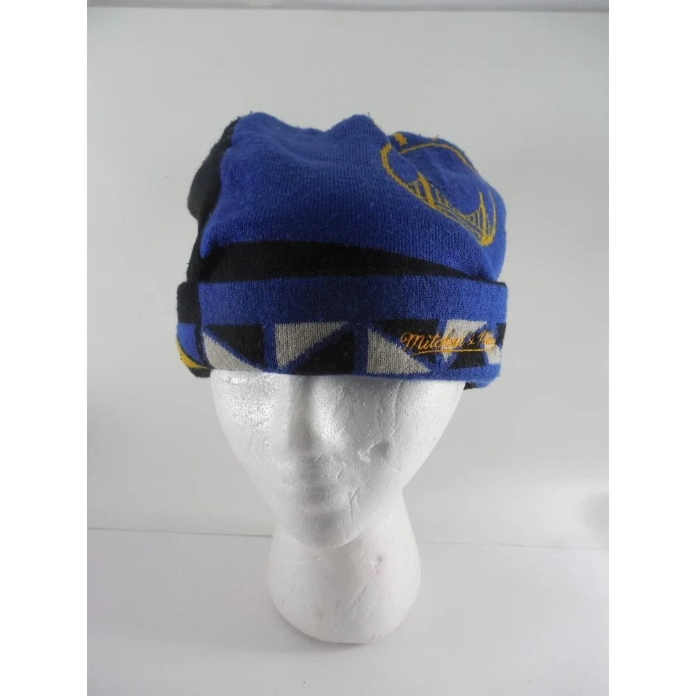 Mitchell & Ness NBA Golden State‎ Warriors Beanie Knit Hat Winter Pom Reversible